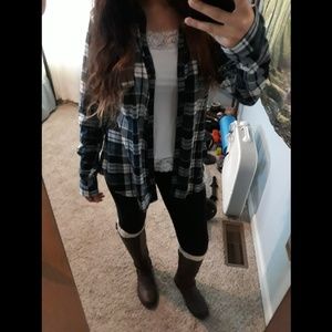 Black and White Plaid Button Up Shirt